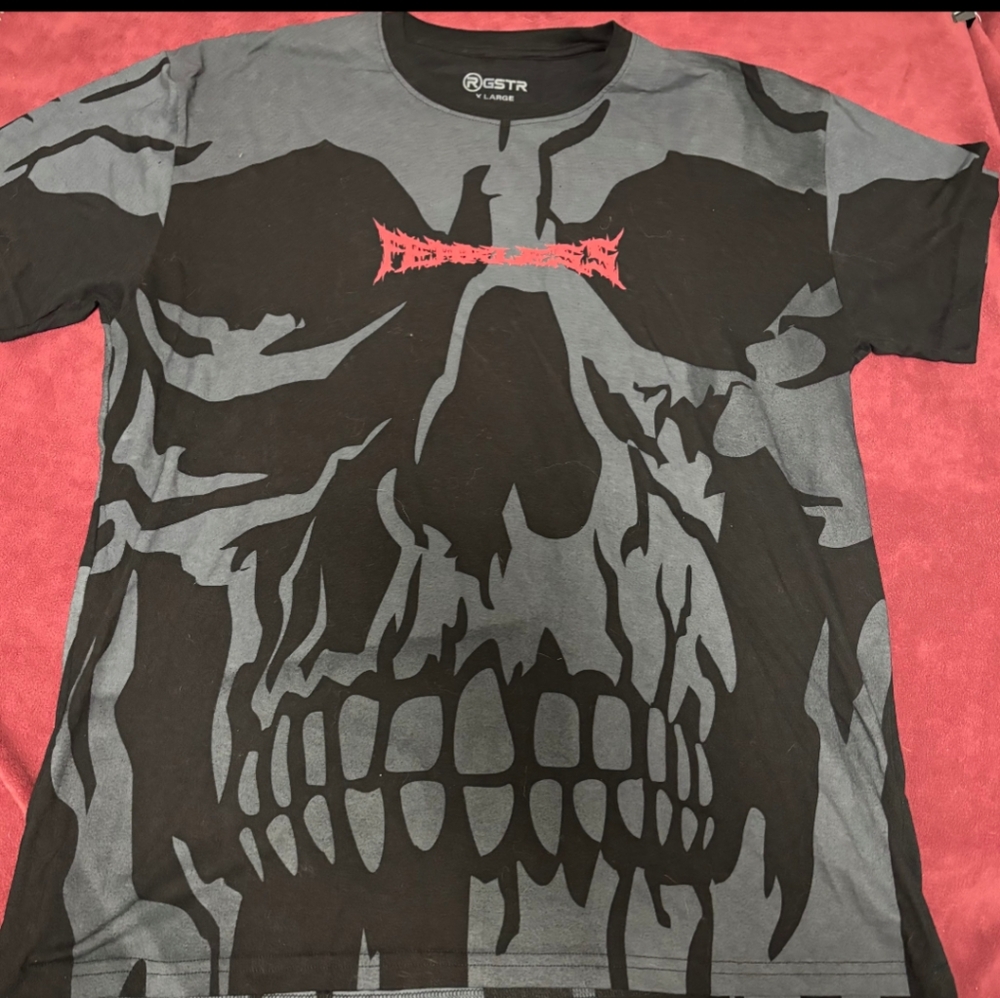 RGSTR Fearless Skull Black/Grey Double Sided AOP T-Shirt - Size XL
